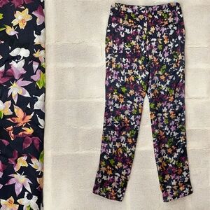 Equipment Florence Floral Printed Silk High Waisted Trouser Pants Eclipse XS